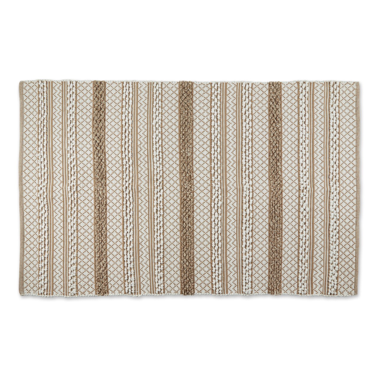 Contemporary Home Living 4&#x27; x 6&#x27; Brown and White Hand Loomed Chindi Rectangular Area Throw Rug